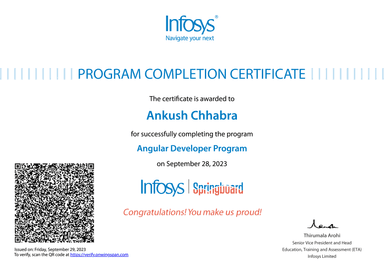 Infosys Angular Certification